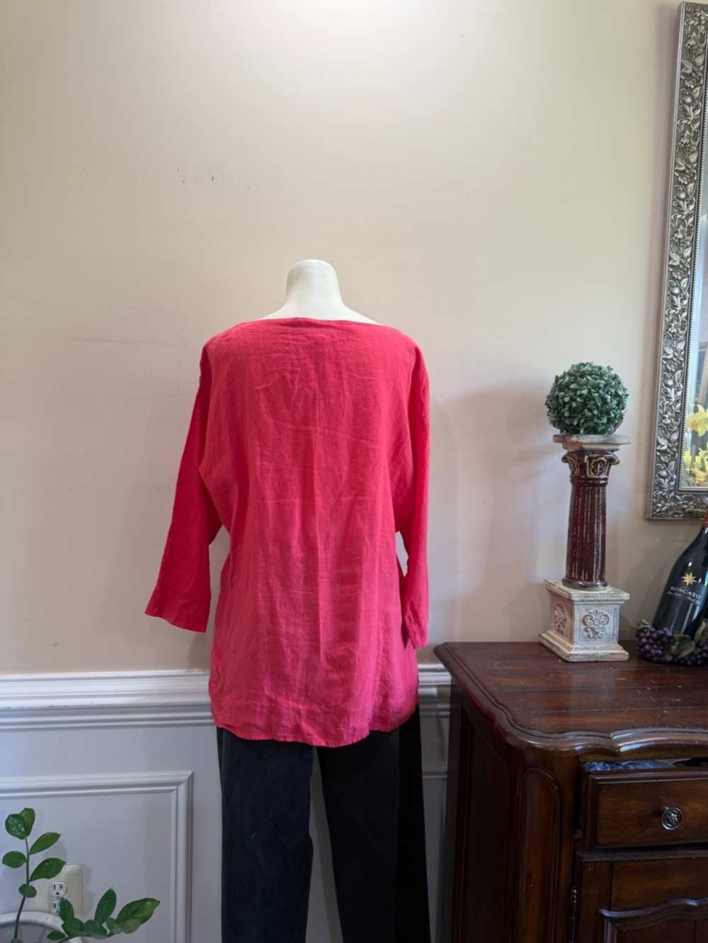 Eileen Fisher Organic Cotton/Linen Drawstring Waist Top - Picture 5 of 6